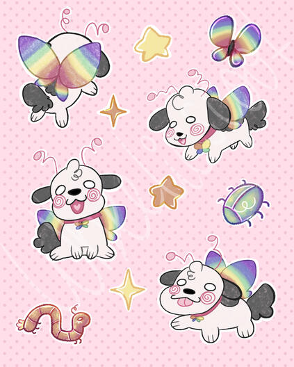 sticker sheet designs for AUDHD Backerkit for Hannimations